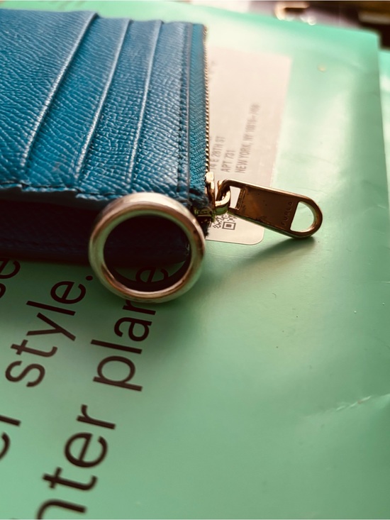 Furla Accessories - Furla Teal Leather Card Holder with Gold Keyring